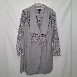 H by Halston Gray Princess Collar Long Coat Size 18W